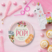 Pink Stripe Citrus POP Baby Shower Plates Papieren Bordje (Feest)