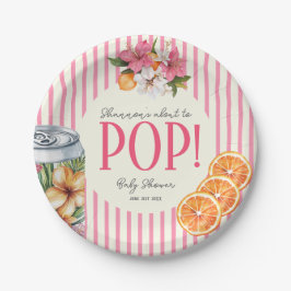 Pink Stripe Citrus POP Baby Shower Plates Papieren Bordje