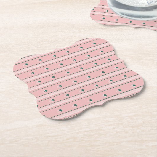 Pink Stripe Coaster Kartonnen Onderzetters (Gekanteld)