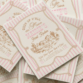 Pink Stripe Cowgirl Birthday Invitation Kaart