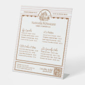Pink Stripe Cupcake Pastry Bakery Menu Price List Reclamebord Met Voetstuk (Voorkant)