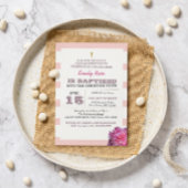 Pink Stripe en Peony Girl Doop uitnodiging