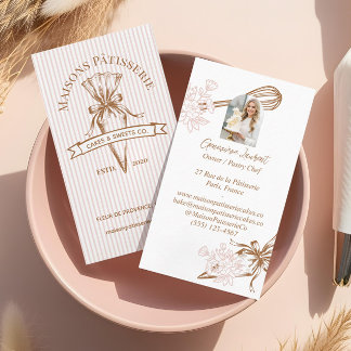 Pink Stripe Floral Baking Utensils Pastry Bakery  Visitekaartje