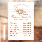 Pink Stripe Floral Piping Bag Bakery Store Hours Raamsticker (Vel 2)