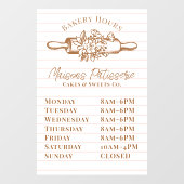 Pink Stripe Floral Rolling Pin Bakery Store Hours Raamsticker (Vel)