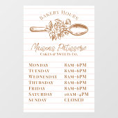 Pink Stripe Floral Spoon Bakery Shop Store Hours Raamsticker (Vel)