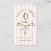 Pink Stripe Floral Spoon Pastry Cakes Bakery Chef Visitekaartje (Voorkant)