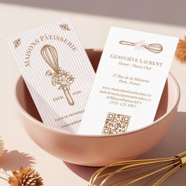 Pink Stripe Floral Whisk Baking Utensil Bakery Visitekaartje