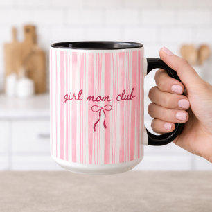 Pink Stripe Girl Mom Club  Mok