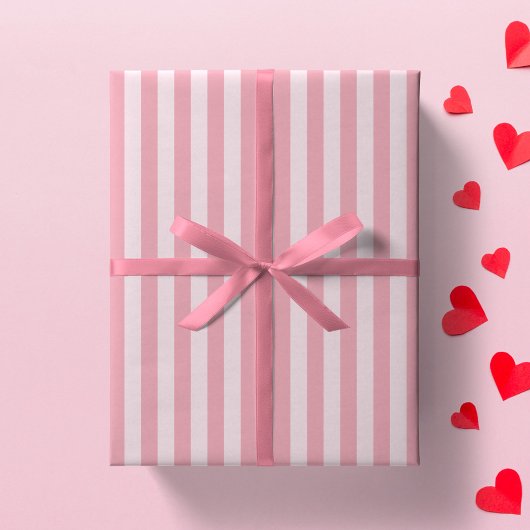 Pink Stripe Girly Striped Preppy Girl Minimalist Cadeaupapier