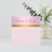 PINK STRIPE GOLD METALLIC WEDING VERLOVING KAART (Staand voorkant)