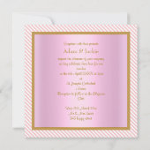 PINK STRIPE GOLD METALLIC WEDING VERLOVING KAART (Achterkant)