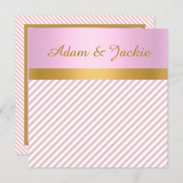 PINK STRIPE GOLD METALLIC WEDING VERLOVING KAART