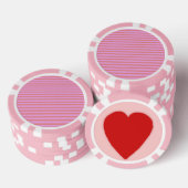 Pink Stripe Heart Poker Chips (Opstapeling)