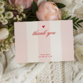 Pink Stripe Heart Valentine Baby Shower Bedankkaart