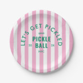 Pink Stripe Let's Get Pickled Après Pickleball  Papieren Bordje (Voorkant)