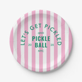 Pink Stripe Let's Get Pickled Après Pickleball  Papieren Bordje