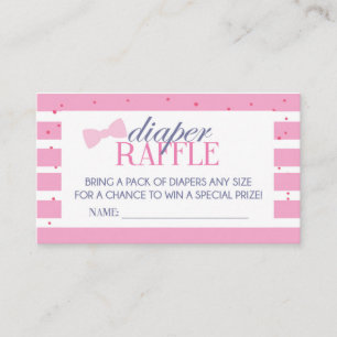 Pink Stripe Luier Raffle Ticket Informatiekaartje