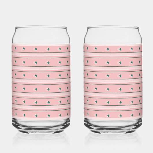 Pink Stripe Soda Glass Blikvorm Glas (Voorkant)