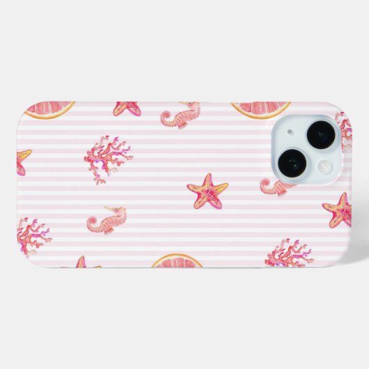 Pink Stripe Summer Marine Pattern Case-Mate iPhone Case (Achterkant (horizontaal))