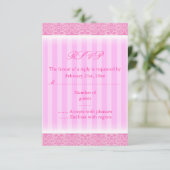 Pink Stripe Sweet16 RSVP-kaart RSVP Kaartje (Staand voorkant)