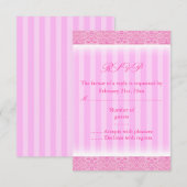 Pink Stripe Sweet16 RSVP-kaart RSVP Kaartje (Voorkant / Achterkant)