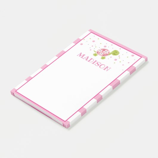 Pink Stripe Turtle Post It Note (Schuin)