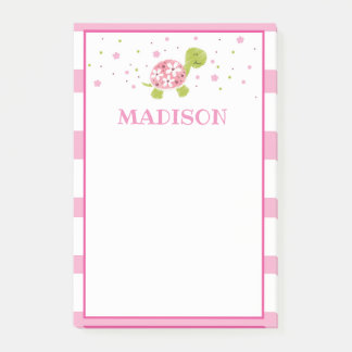 Pink Stripe Turtle Post It Note