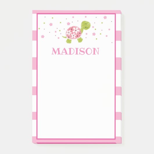 Pink Stripe Turtle Post It Note (Voorkant)