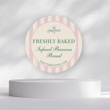 Pink Striped Bakery Logo Freshly Baked Bakery