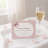 Pink Striped Bow 60th Birthday Celebration  Kaart