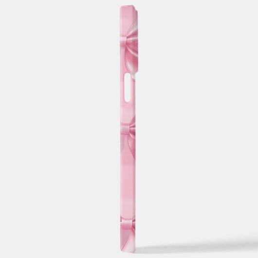 Pink Striped Bow Coquette Aesthetic Cute Girly iPhone Hoesje (Rechterkant)