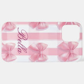 Pink Striped Bow Coquette Aesthetic Cute Girly  iPhone Hoesje (Achterkant horizontaal)