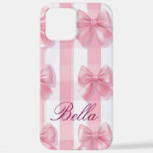 Pink Striped Bow Coquette Aesthetic Cute Girly iPhone Hoesje (Achterkant)
