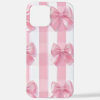 Pink Striped Bow Coquette Aesthetic Cute Girly  iPhone 12 Pro Max Hoesje