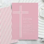 Pink Striped Cross Baptism  Kaart