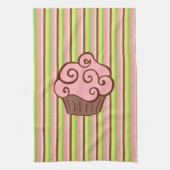 Pink Striped Cupcake Kitchen Towel  Theedoek (Verticaal)