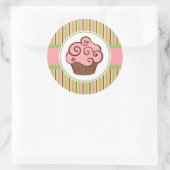 Pink Striped Cupcake Stickers (Tas)