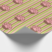 Pink Striped Cupcake Wrapping Paper  Cadeaupapier (Hoek)