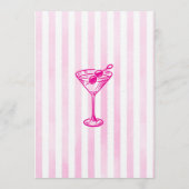 Pink Striped Martini 30th Birthday – Chic Adult  Kaart (Achterkant)