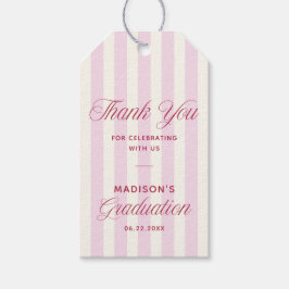 Pink Striped Preppy Graduation Cadeaulabel