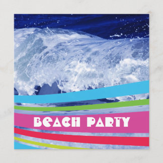 Pink Striped Salt Water Ocean Beach Party Kaart