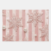 Pink Striped Velvet Snowflake  Inpakpapier Vel (Voorkant)
