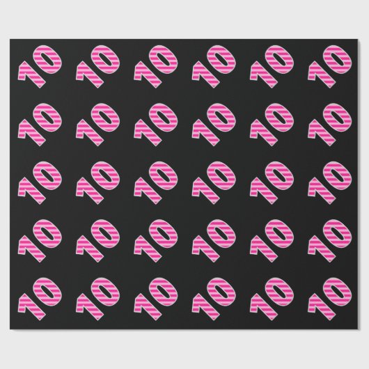 Pink Stripes 10 Event # (Verjaardag, Jubileum) Cadeaupapier (Vlak)