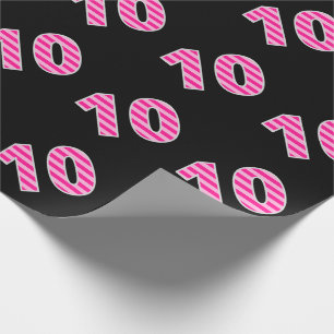 Pink Stripes 10 Event # (Verjaardag, Jubileum) Cadeaupapier