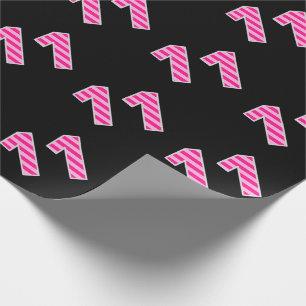 Pink Stripes 11 Event # (Verjaardag, Jubileum) Cadeaupapier