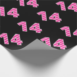 Pink Stripes 14 Event # (Verjaardag, Jubileum) Cadeaupapier