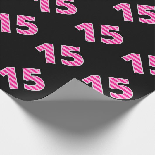 Pink Stripes 15 Event # (Verjaardag, Jubileum) Cadeaupapier (Hoek)