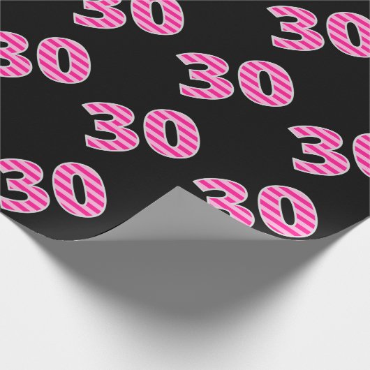 Pink Stripes 30 Event # (Verjaardag, Jubileum) Cadeaupapier (Hoek)