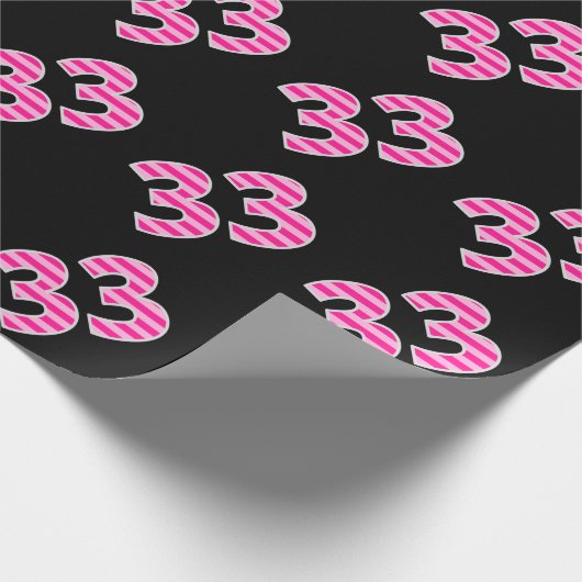 Pink Stripes 33 Event # (Verjaardag, Jubileum) Cadeaupapier (Hoek)